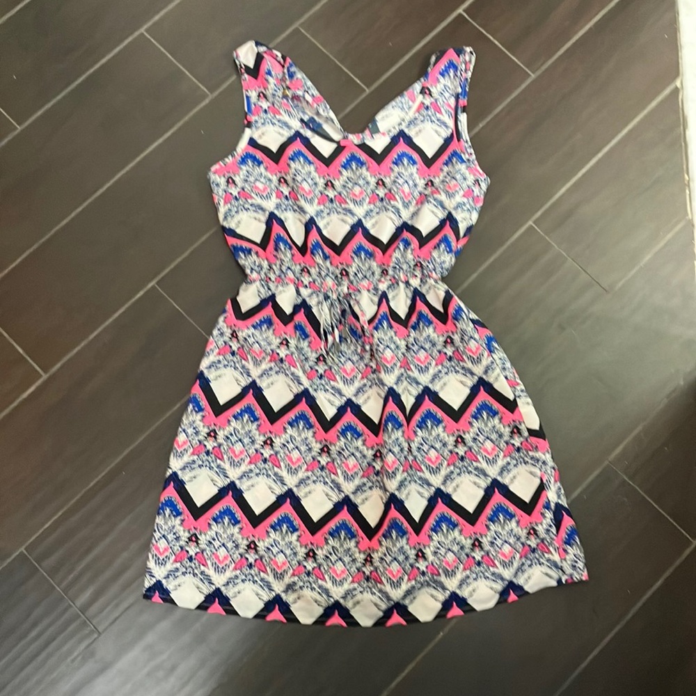 Pink Blue and Black Dress